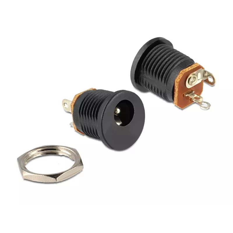 Delock 65503 DC panelinis lizdas 2,1 x 5,5 mm, litavimo versija, juodas