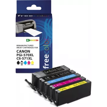 Rinkinys kasečių Freecolor Canon PGI-570XL juoda + CLI-571XL BK/C/M/Y