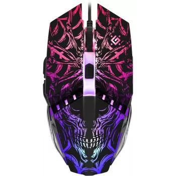 Gaming pelė DEFENDER GM-670L ambidekstrinė optinė, 2400 DPI, 5 mygtukai, laidinė, juoda, RGB