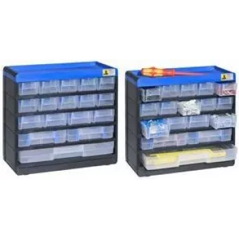 Dėžutė smulkioms detalėms allit 464610, plastikinė 300x285x135 mm, juoda/mėlyna