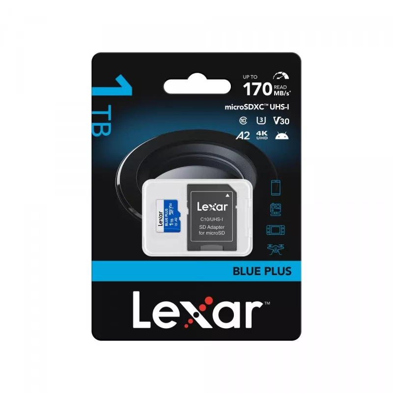 „Lexar Blue Plus“ 1TB microSD kortelė, C10, A2, U3, V30, 170MB/s