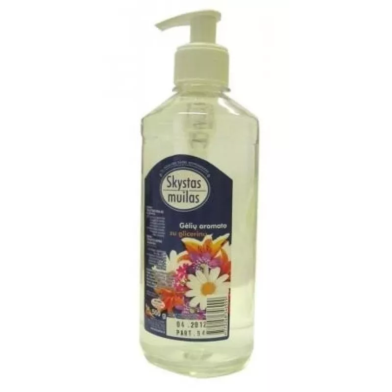 Skystas muilas su glicerinu, gėlių kvapo, be dažiklių, su dozatoriumi, 500 ml