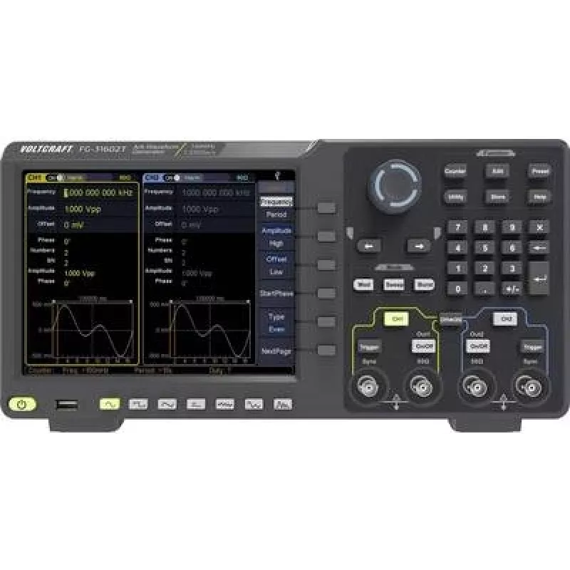 VOLTCRAFT FG-31602T Funkcijų generatorius, maitinamas iš tinklo, 1 µHz – 160 MHz, 2 kanalai, savavališka forma, triukšmas, impulsas, stačiakampis, sinusas, trikampis
