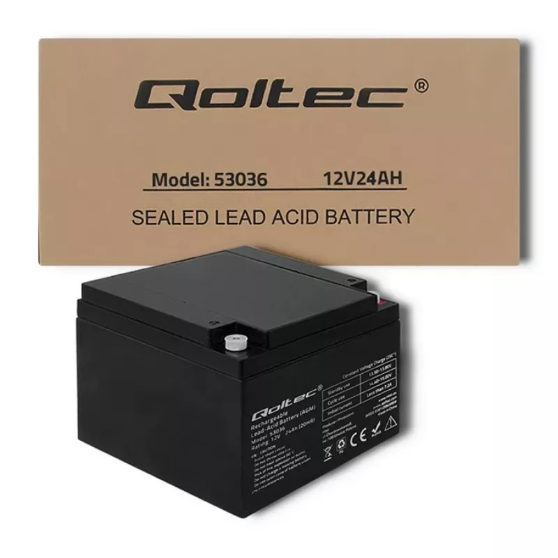 Qoltec 53036 AGM akumuliatorius | 12V | 24Ah | max 360A