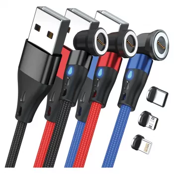 USB kabelis RealPower MagneticCharge3 1 m USB A juoda mėlyna raudona