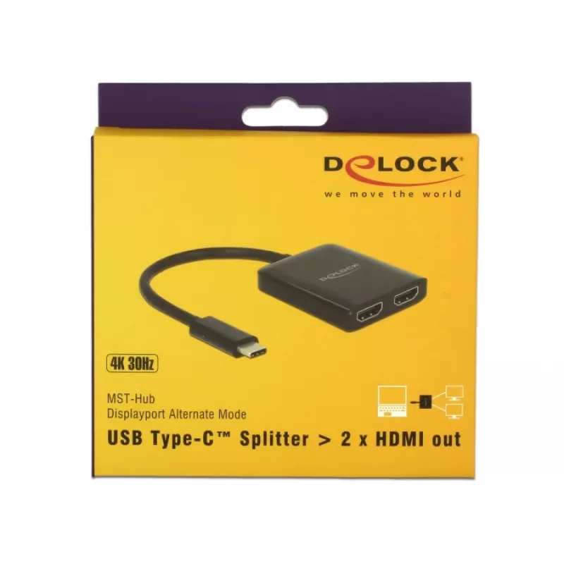 HDMI vaizdo skirstytuvas DeLOCK 87719, USB-C → 2× HDMI, 4K