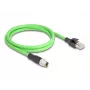 Tinklo kabelis DeLOCK M12 X-coded 8 kontaktų kištukas į RJ45 kištuką PUR (TPU) 1 m