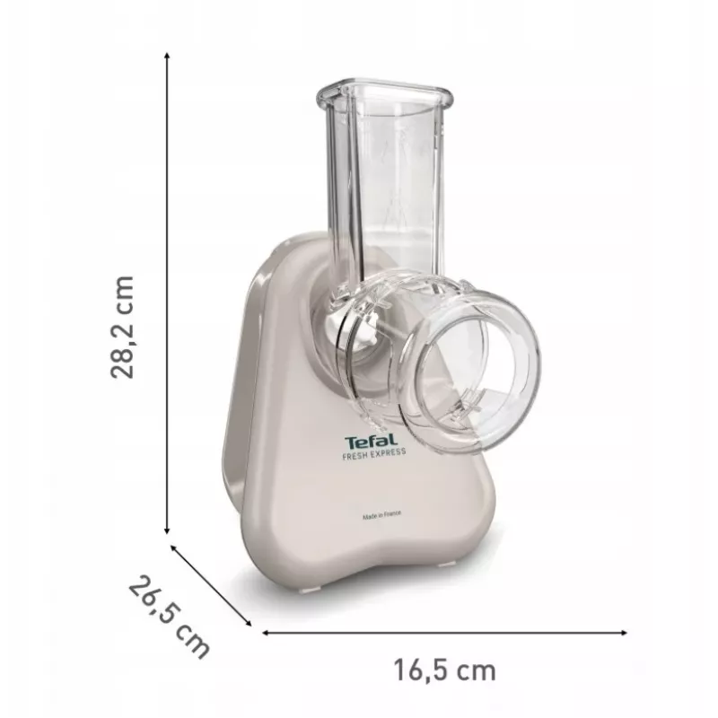 Elektrinė daržovių tarkuotuvė Tefal Fresh Express DN853BE0 — 150 W, 3 keičiami antgaliai, 1 greitis, kreminė
