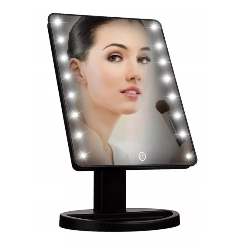 Extralink Makeup veidrodis su apšvietimu ir stovu, juodas