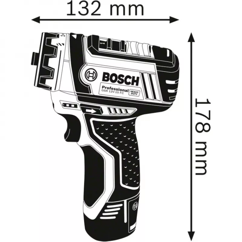 Bosch GSR 12V-15 FC Professional gręžtuvas su besurakčiu griebtuvu, 600 g, juoda, mėlyna