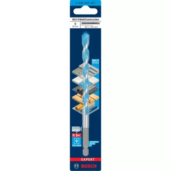 Grąžtas Bosch Expert HEX-9 Multi Construction, 9 mm