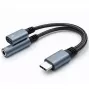 Adapteris 2v1 USB-C į USB-C ir 3,5 mm lizdą PD 15W