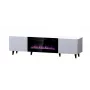 Spintelė TV su elektriniu židiniu Cama Meble PAFOS EF 180×42×49 cm, balta matinė
