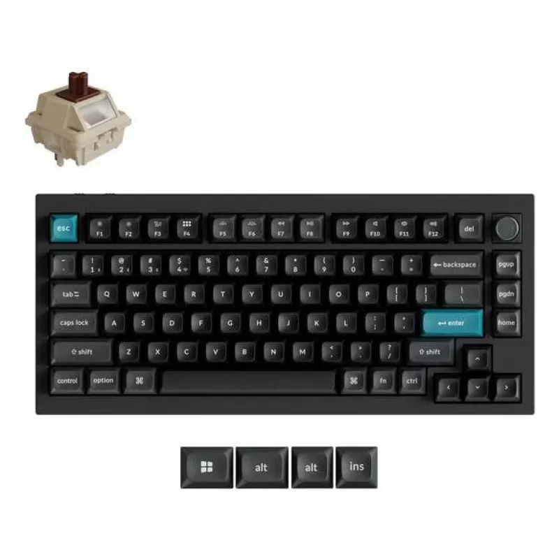 Mechaninė 75% klaviatūra Keychron Q1 Ultra 8K – USB + RF belaidis + Bluetooth, RGB, juoda
