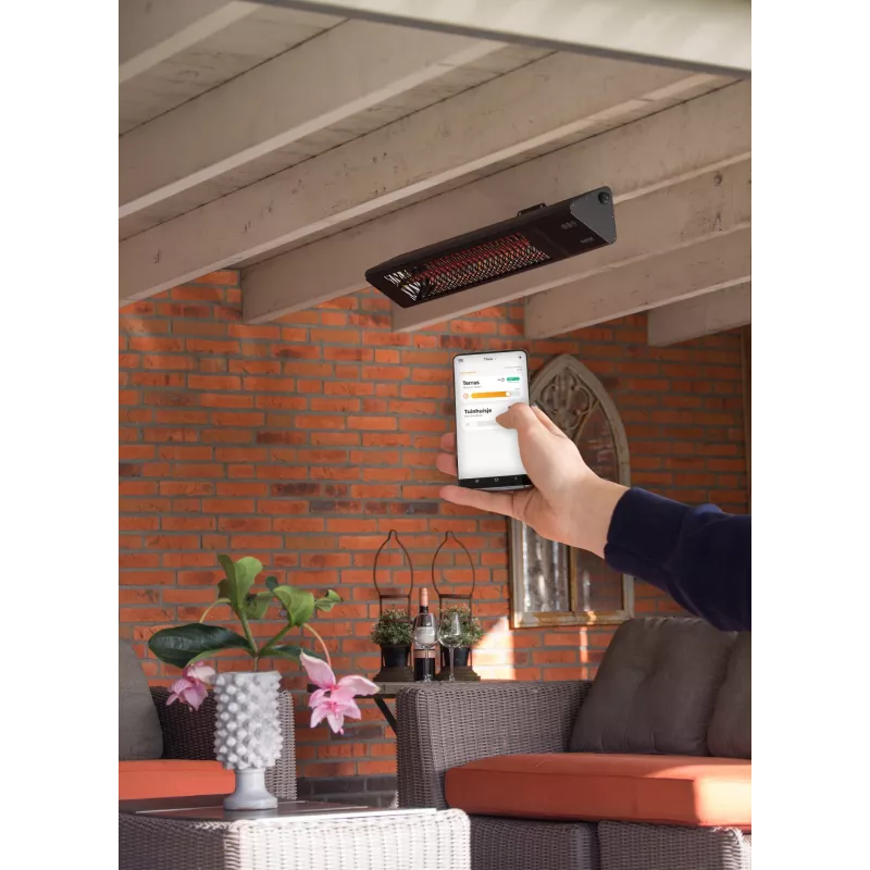 Infraredinis šildytuvas SUNRED PRO25W-SMART, sieninis trikampis tamsus, 2500 W, juodas, IP55