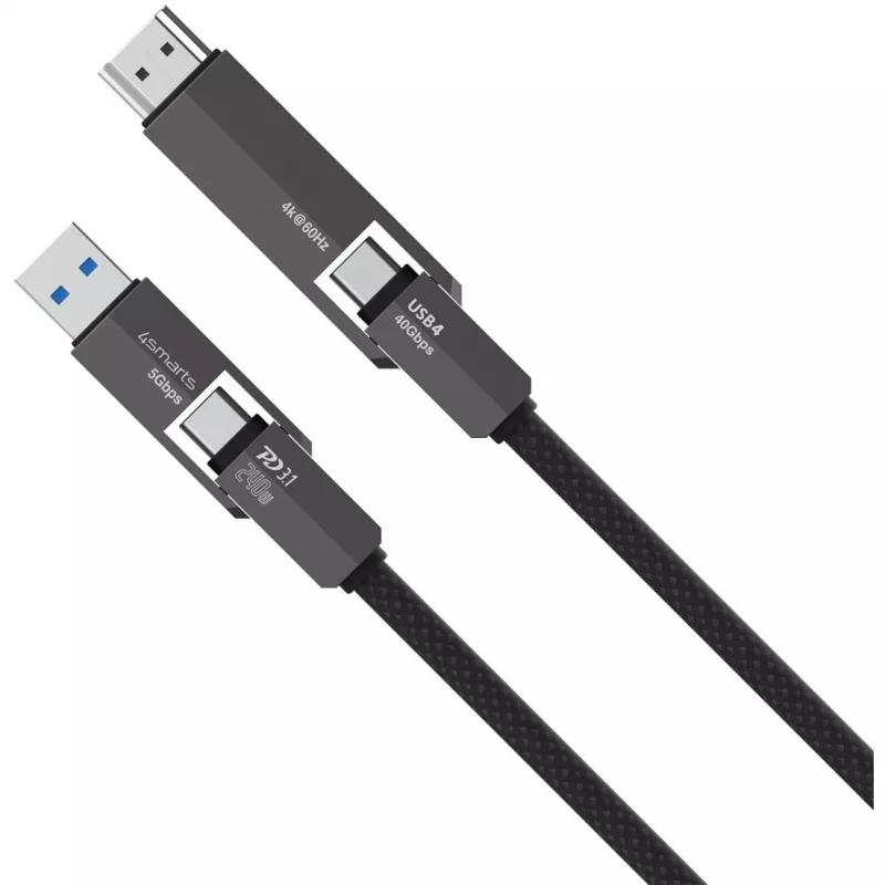 USB4–HDMI laidas 4smarts ComboCord 240W 1,5 m
