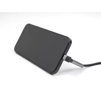 USB Type-C į Lightning įkrovimo ir duomenų laidas su kampuota jungtimi ir stovo funkcija, DELOCK 1,5 m, 9 V 3 A (MFi)