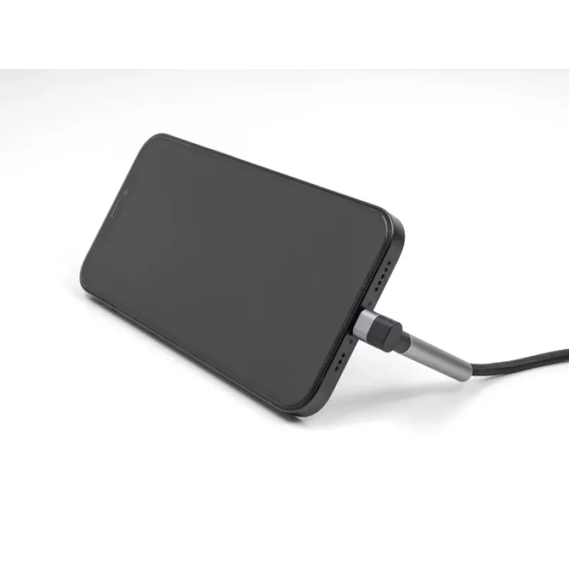 USB Type-C į Lightning įkrovimo ir duomenų laidas su kampuota jungtimi ir stovo funkcija, DELOCK 1,5 m, 9 V 3 A (MFi)