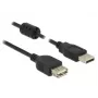 DELOCK USB 2.0 prailginimo kabelis, kištukas Type-A > lizdas Type-A, 0,5 m, juodas