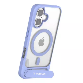 Apsauginis dėklas telefonui Torras Pstand Series iPhone 16 — Mėlyna, plonas su integruotu stoveliu