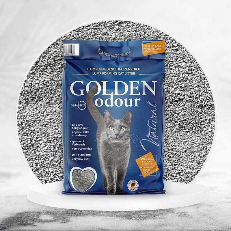 Kačių kraikas Golden Grey 7 kg – bekvapis molinis kraikas, besidulkinantis, šalinantis kvapus
