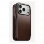 Mobiliojo telefono dėklas Nomad Modern Leather Folio, skirtas iPhone 17 Pro, oda/aliuminis, 16 cm (6,3 colio), rudas, 4 kortelių kišenės