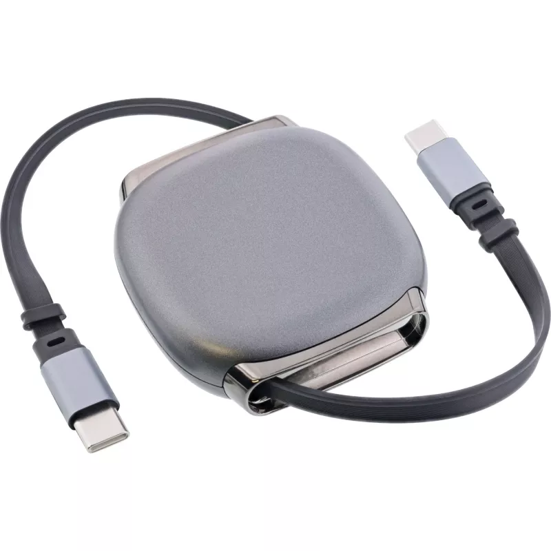 USB-C laidas InLine 35850, 100W galios tiekimas, 0,80 m, juodai pilkas