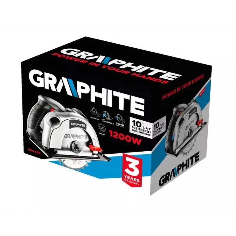 Cirkulinis pjūklas 1200W Graphite su disku 185 mm