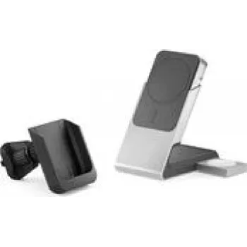 Nešiojama baterija Alogic Matrix+ Wireless 3-in-1 belaidė įkrovimo stotelė MagSafe + ventiliacijos laikiklis, 5000 mAh