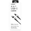 Celly 4-IN-1 laidas A+C į C+LIGHT 2M juodas