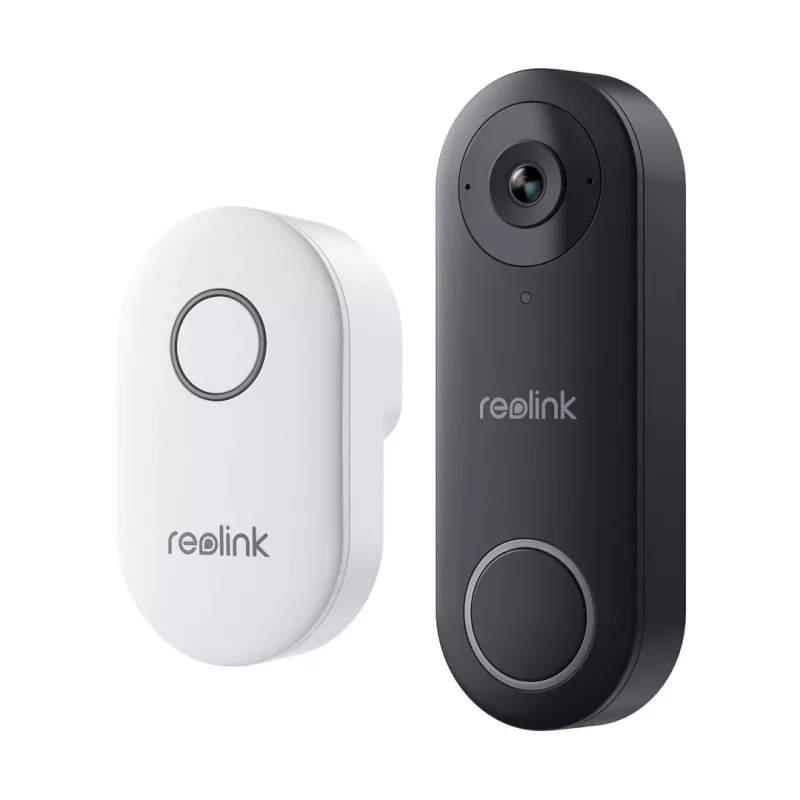 Reolink D340W – 5MP vaizdo durų skambutis su garsiniu signalu, 2,4/5 GHz Wi-Fi, asmens aptikimu, dvipusiu garsu, veikia su NVR