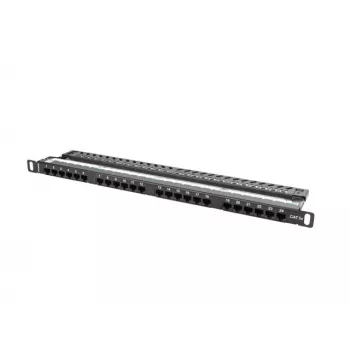 Lanberg PPU5-0024-B - 24 prievadų RJ-45 Cat5e skydelis, 19 colių, 0,5U, juodas