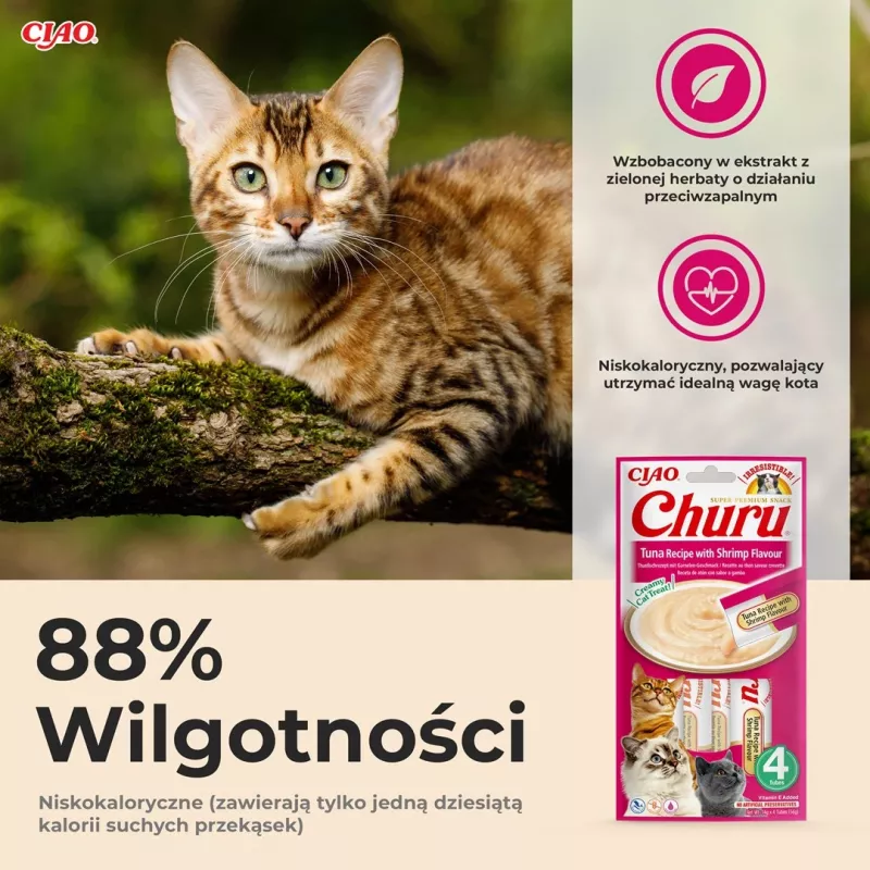 INABA Churu skanėstai katėms su tunu ir krevetėmis 4x14 g