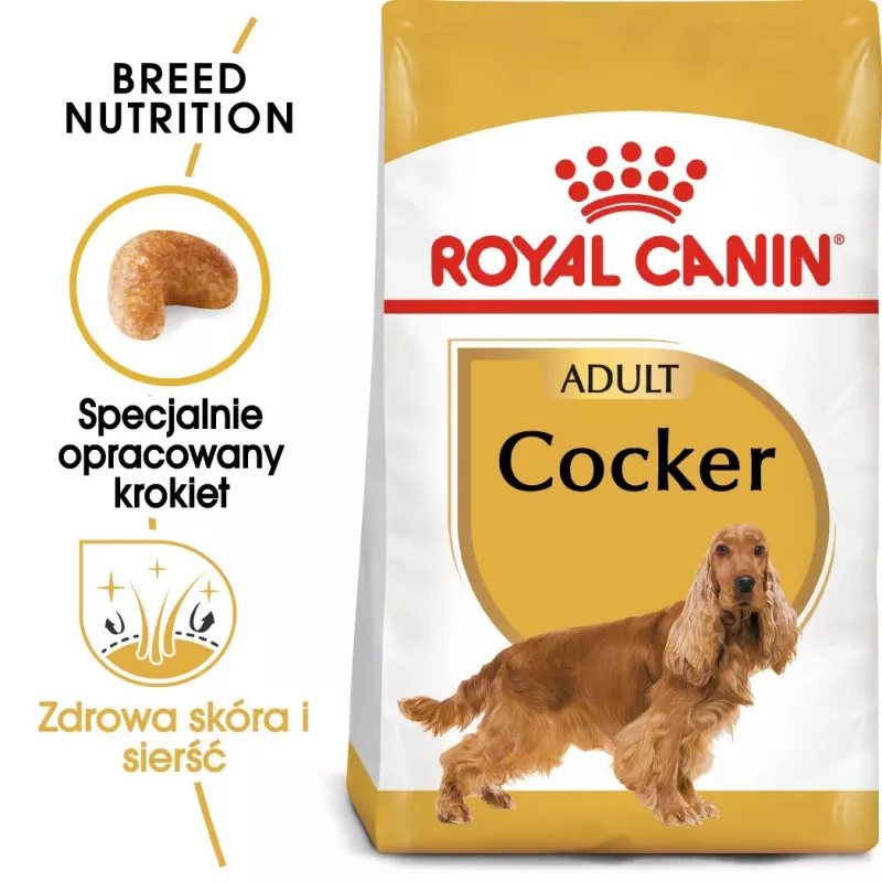 Sausas šunų ėdalas Royal Canin Cocker Adult 12 kg – paukštiena, 25 % baltymų, 14 % riebalų