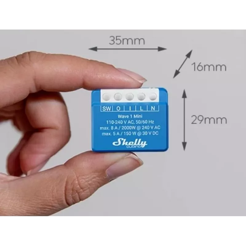 Shelly Qubino Wave 1 Mini LR išmanusis jungiklis Z-Wave Blue