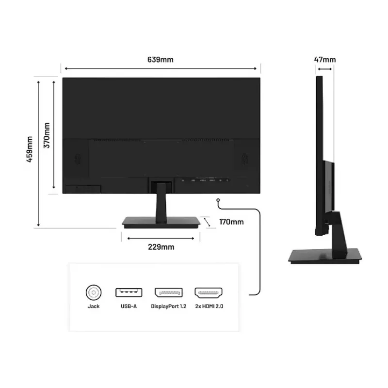 JAPANNEXT JN-I280UHD60F-P 28 colių 4K UHD monitorius, IPS, 3840x2160, 5 ms, 60 Hz, AMD FreeSync, HDMI, DisplayPort