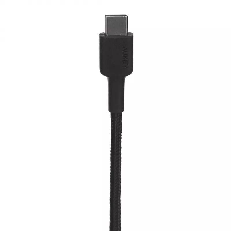 AUKEY CB-CD30 USB-A–USB-C kabelis 0,9 m, nailoninis pynimas, 60W PD, 3A, juodas