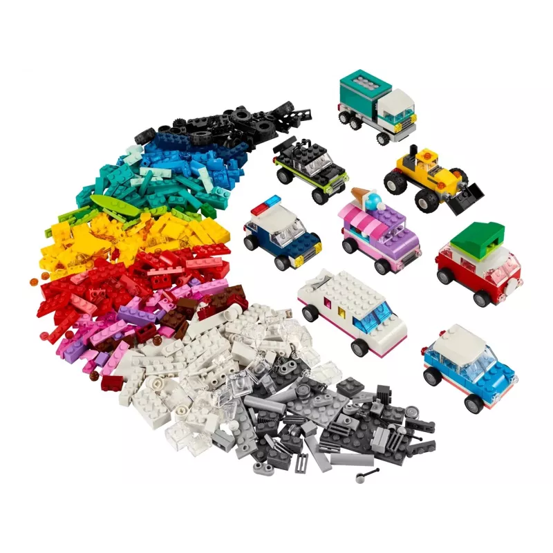 LEGO Classic Creative Vehicles Spalvingų automobilių rinkinys su policijos automobiliu ir 11023 žalia pagrindo plokštė 32x32