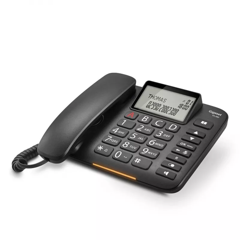 Laidinis telefonas Gigaset DL380 su skambučio numerio rodymu juodas