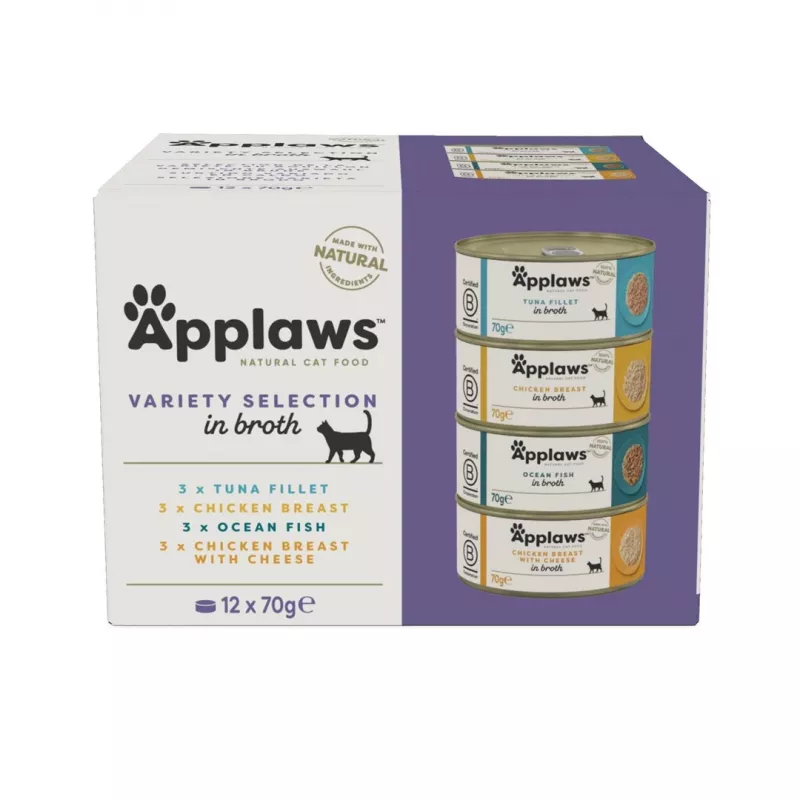 APPLAWS Įvairovės rinkinys sultinyje – šlapias maistas katėms – 12x70g