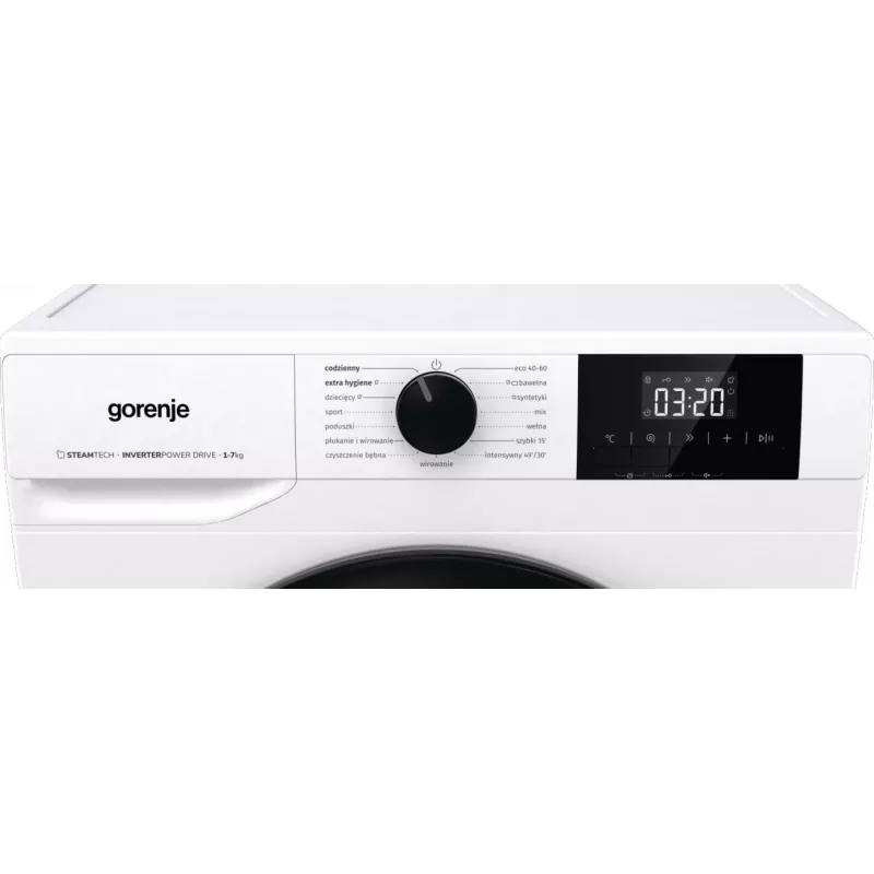 Laisvai pastatoma skalbimo mašina Gorenje W3NGPI72SBS, 7 kg, 1200 aps./min., inverterinis variklis, garų funkcija, 15 programų, balta
