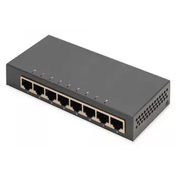 Nevaldomas jungiklis Digitus 8 prievadų Gigabit Ethernet 10/100/1000 metaliniame korpuse