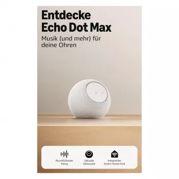 Amazon Echo Dot Max 2025 m. leidimas – Ledyno baltumo – Bluetooth (B0DKLVWZPF)