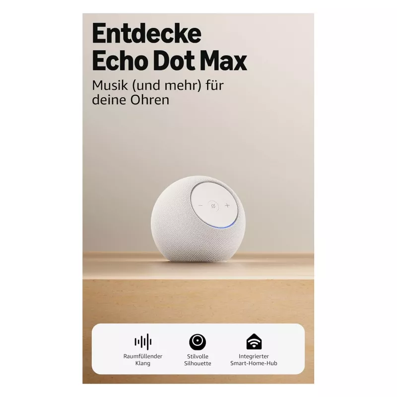 Amazon Echo Dot Max 2025 m. leidimas – Ledyno baltumo – Bluetooth (B0DKLVWZPF)