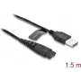USB įkrovimo laidas 5 V elektriniams skustuvams DELOCK suderinamas su Hatteker RFC-588/598/690/692/696 RSCX-7568/9598 serijomis, 1 vnt.