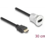 HDMI kabelis DeLOCK 88180 0,3 m HDMI A tipo vyriškas į moterišką juodas sidabrinis