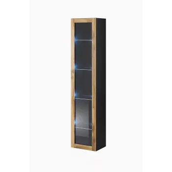 Vitrina sieninė Cama Meble VIGO 180 1800×400×300 mm juoda/ąžuolas wotan
