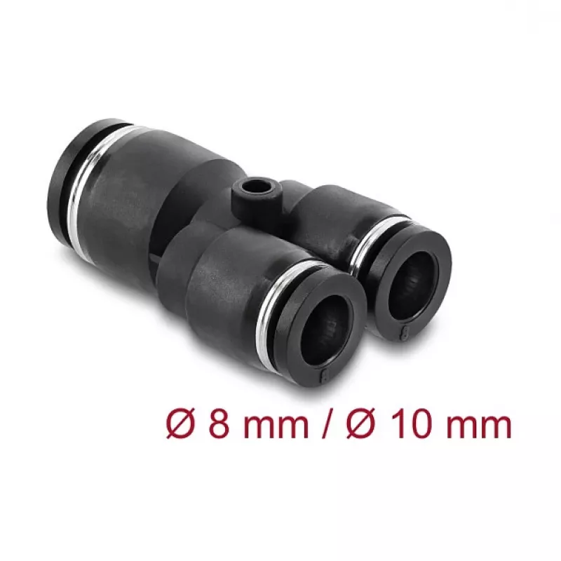 Delock 60752 pneumatinis Y formos jungiklis 2x8 mm į 1x10 mm su tvirtinimo anga