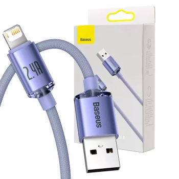 Baseus Crystal Shine USB į Lightning laidas, 2,4A, 2m (violetinis)