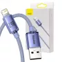 Baseus Crystal Shine USB į Lightning laidas, 2,4A, 2m (violetinis)